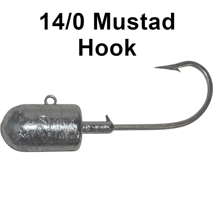 5pcs Fishing 6oz Bullet Jig Head 10/0 MUSTAD Hook 32786 Nickel 2x